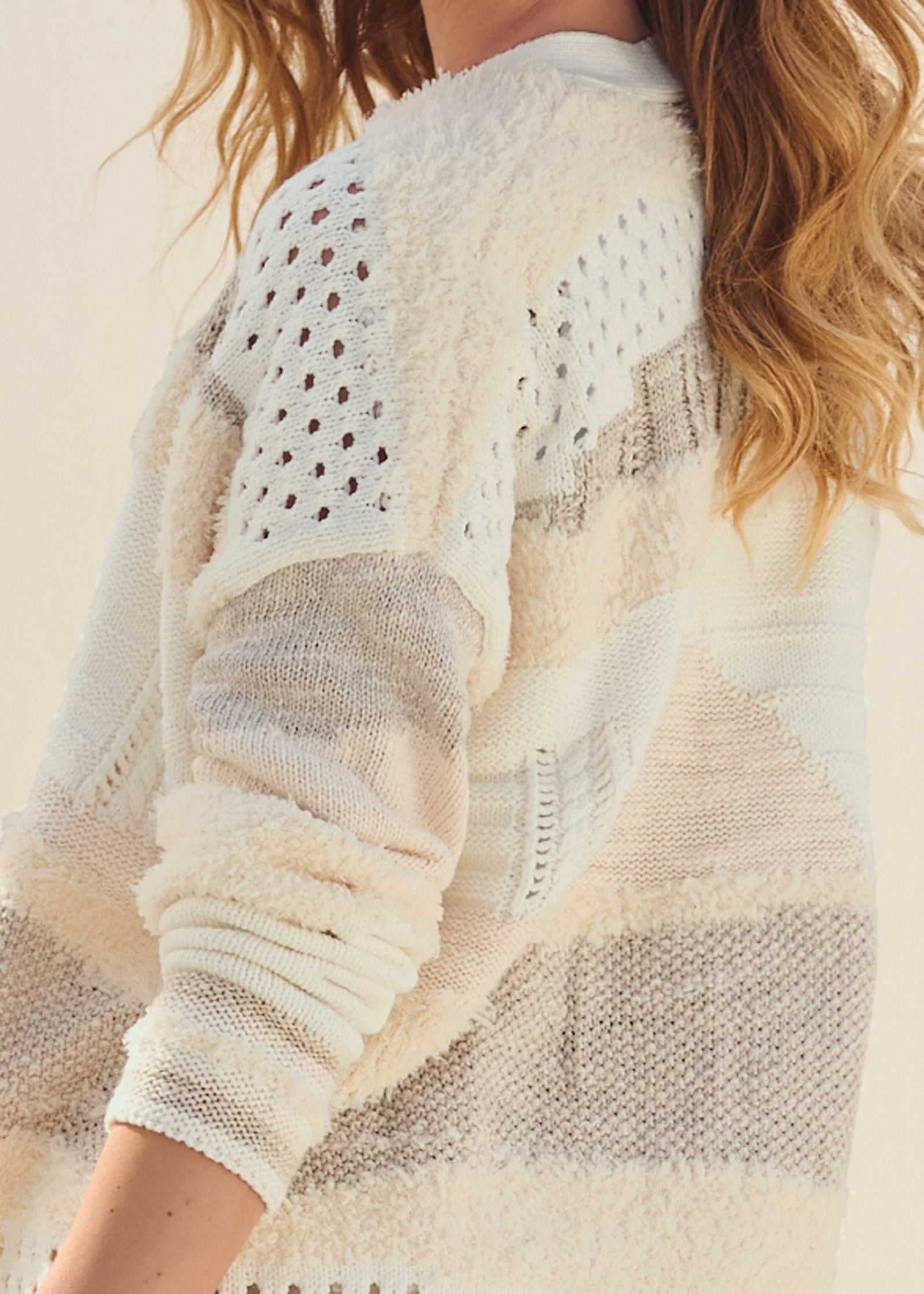 Textured Open Cardigan - Cream Multi – VENUS