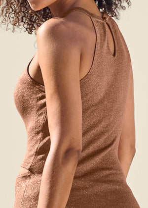 Robe pull mi-longue scintillante - Marron - thumbnail-4