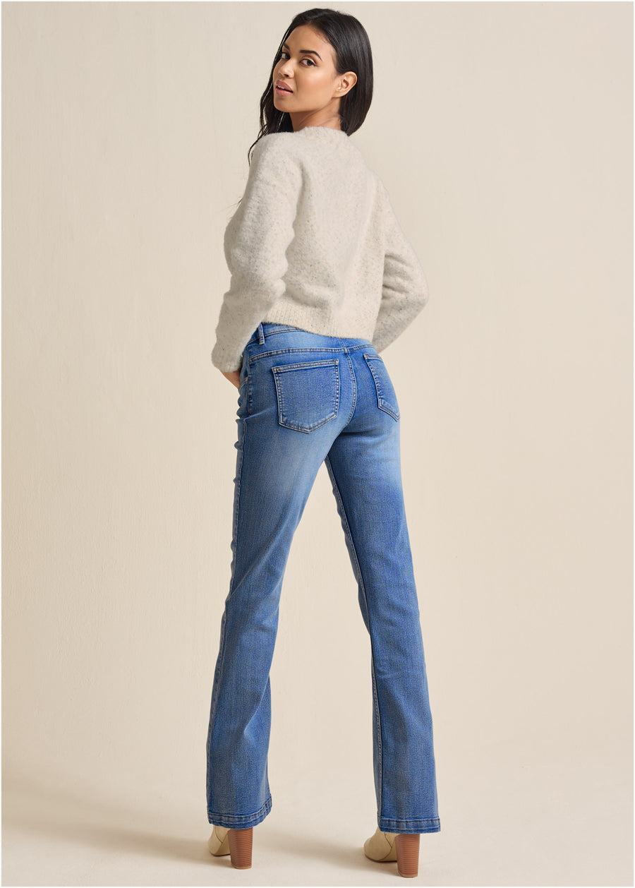 Pull col V - Blanc Multi