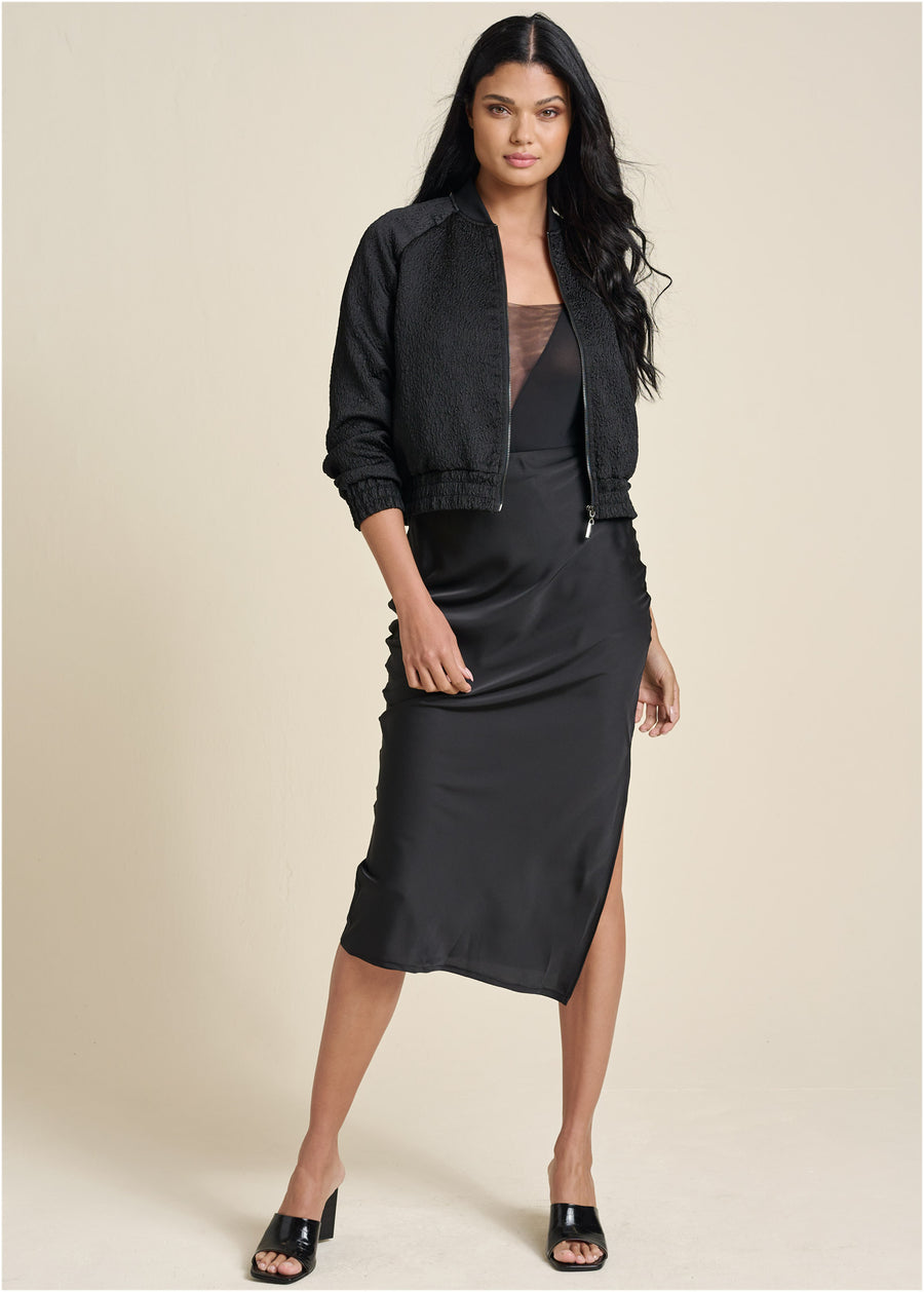 Texture Bomber Jacket - Jet Black