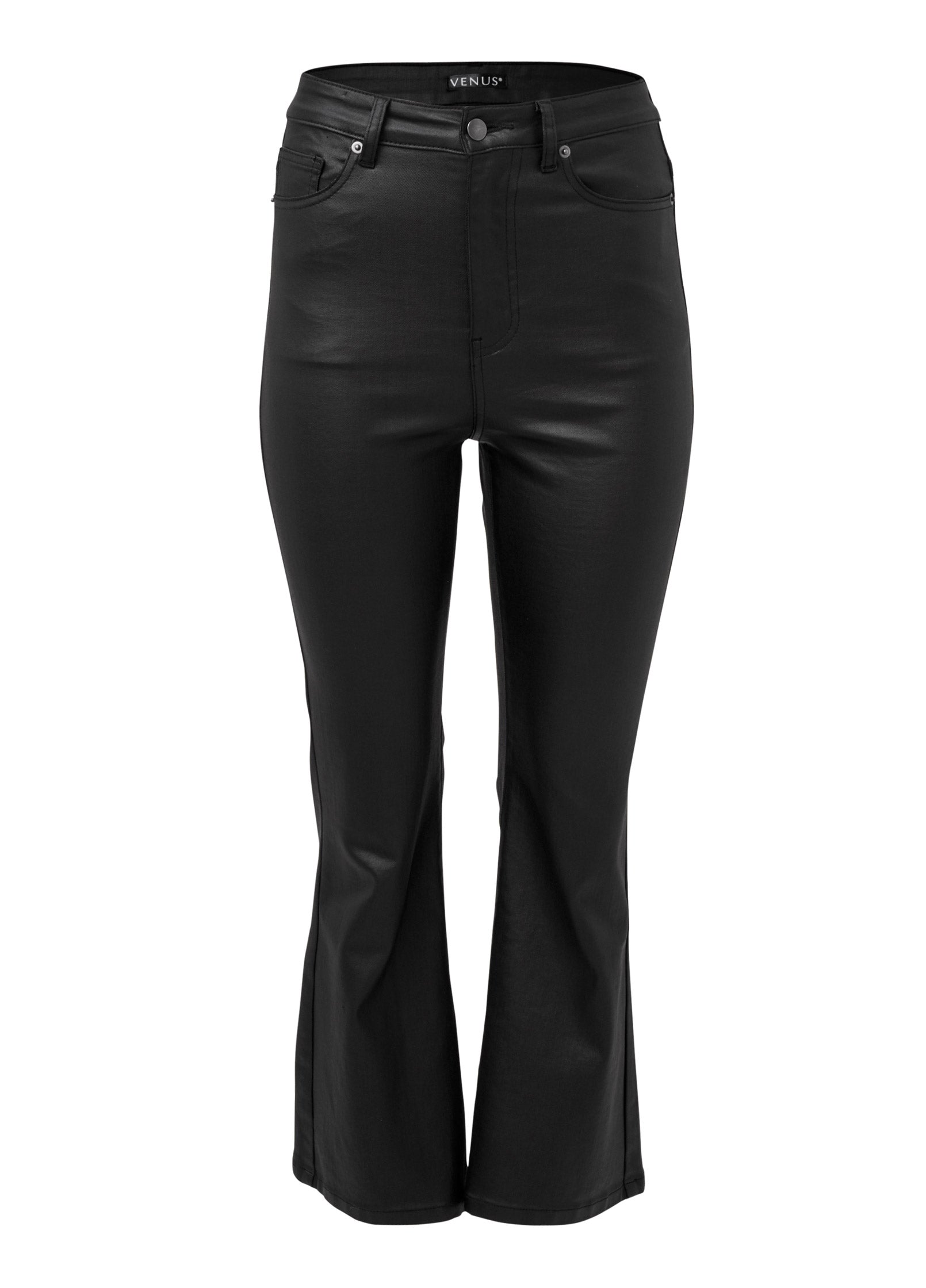 Coated Kick Flare Jeans - Jet Black – VENUS