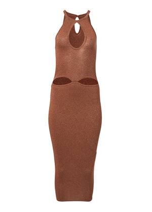 Robe pull mi-longue scintillante - Marron - thumbnail-5