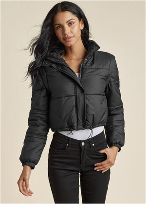 Convertible Puffer Coat - Black - thumbnail-1