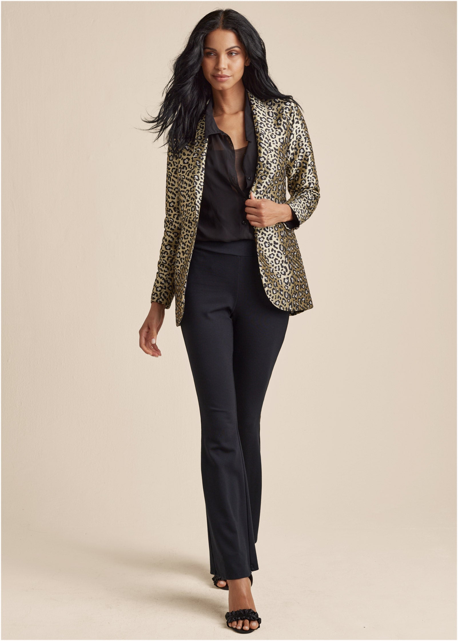 Leopard Jacquard Blazer - Black & Gold – VENUS