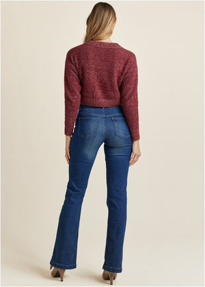 Pull col V - Bordeaux - thumbnail-9