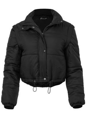 Convertible Puffer Coat - Black - thumbnail-5