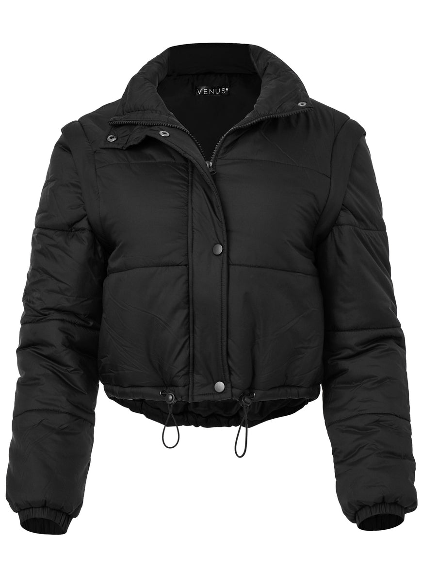 Convertible Puffer Coat - Black