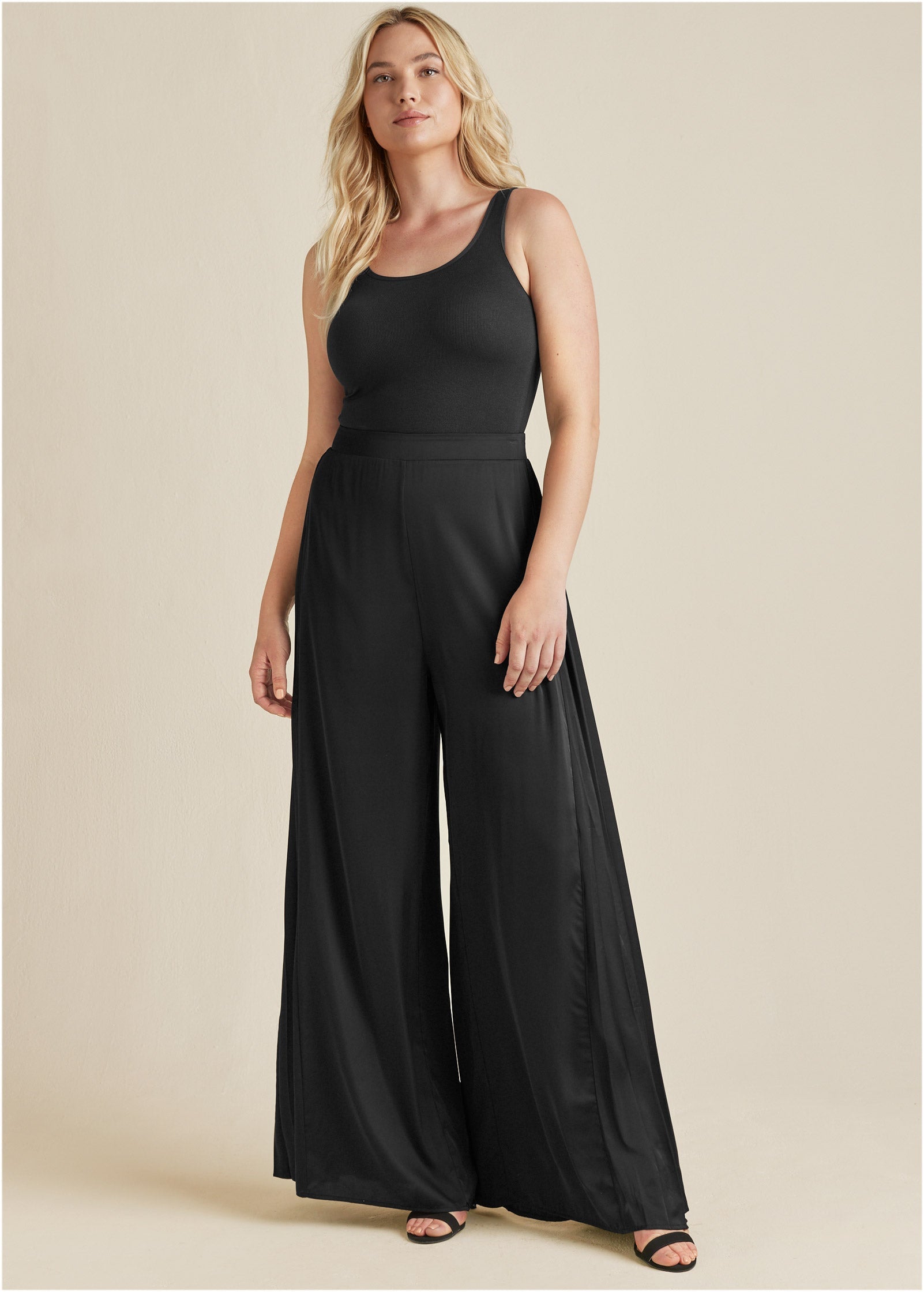 Side Pleat Wide Leg Pants - Jet Black – VENUS