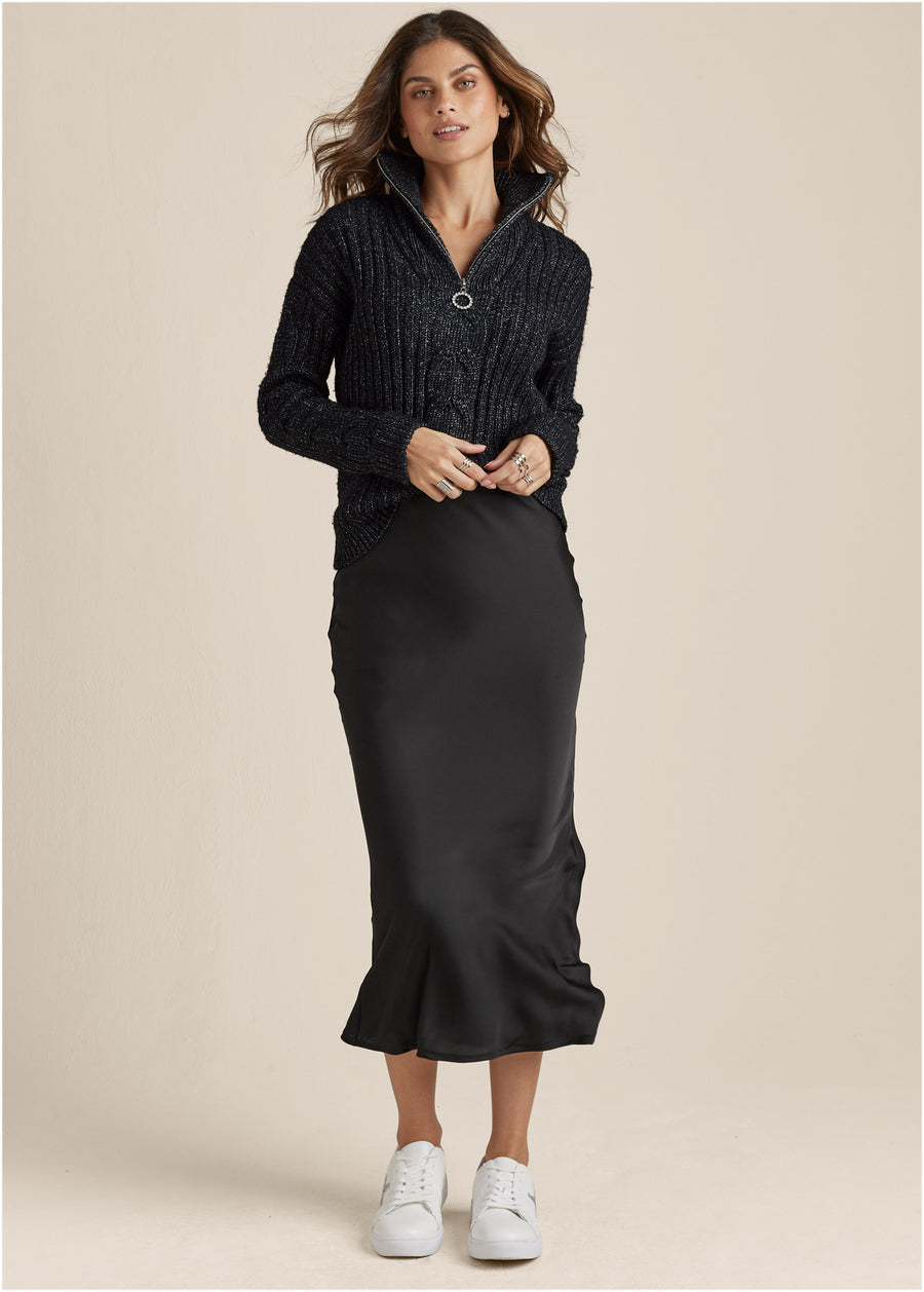 Quarter Zip Sweater - Black