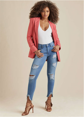 Triangle Hem Jeans - Medium Wash