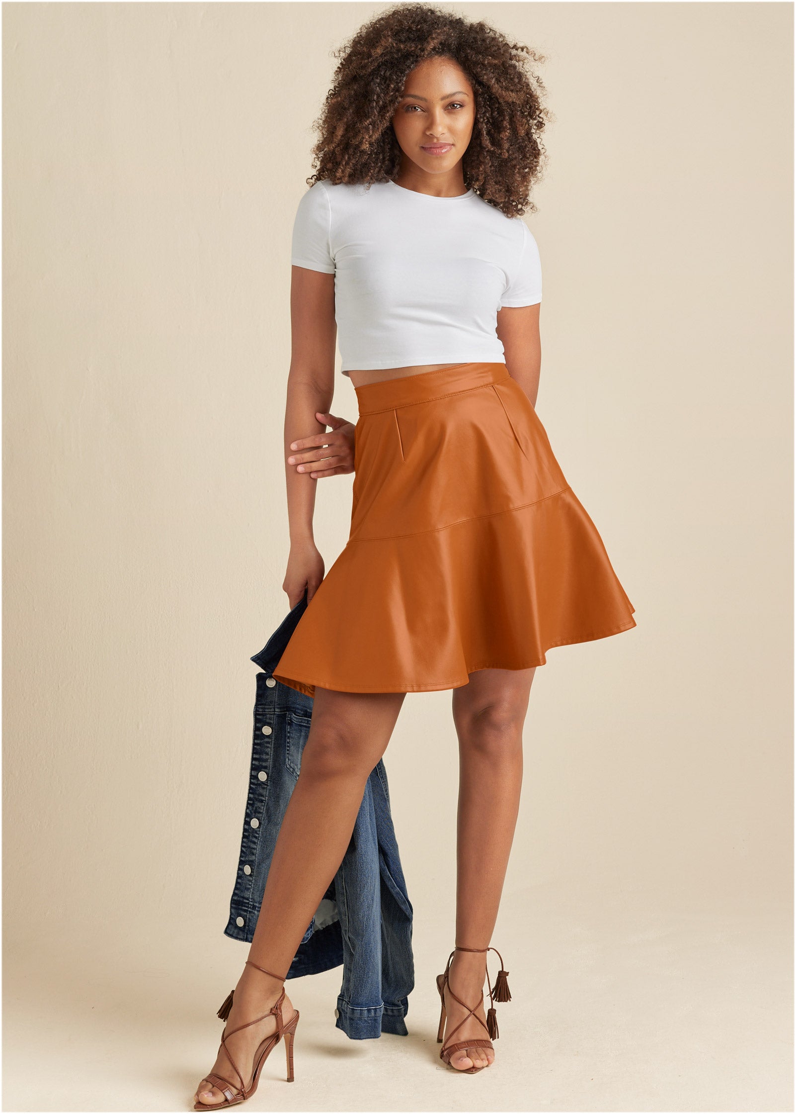 Faux Leather Trumpet Skirt - Cognac – Venus Fashion