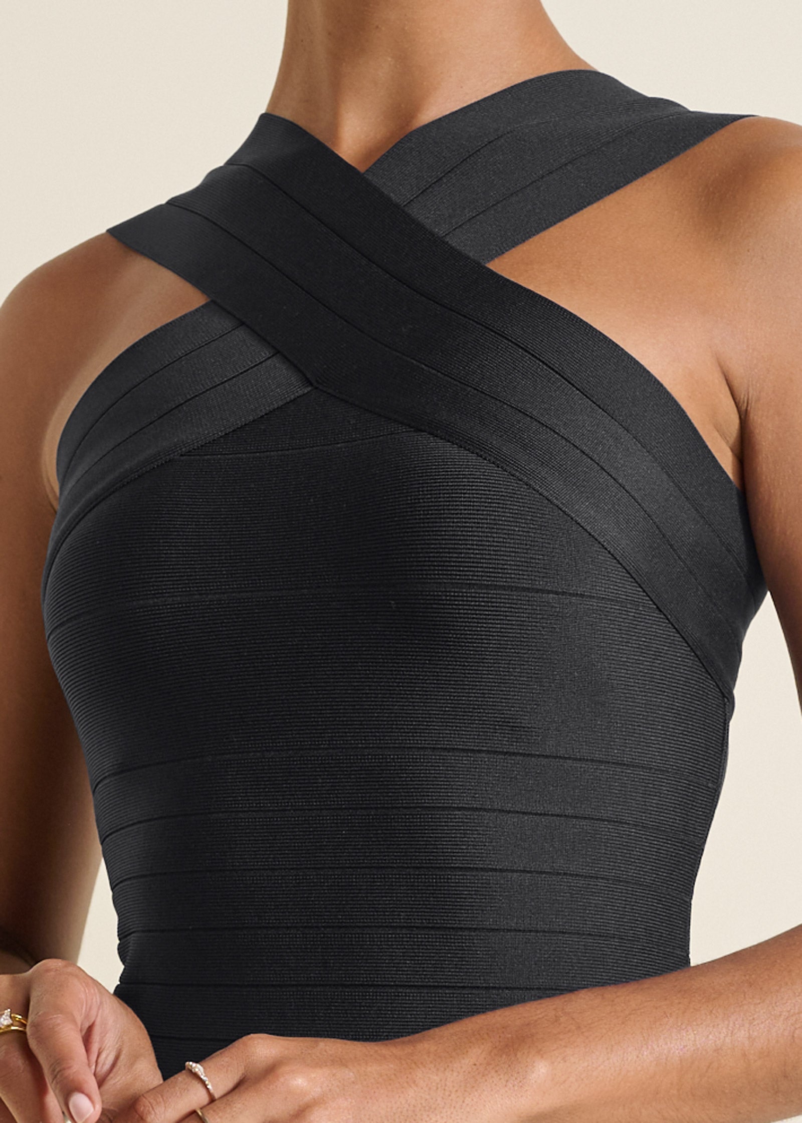 Cross-Neck Bandage Dress - Jet Black – VENUS