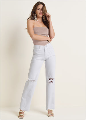Laura Crop Wide Leg Jean - White Denim - thumbnail-8