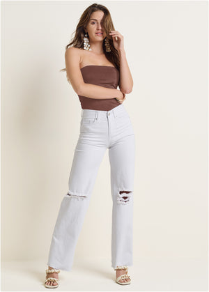 Laura Crop Wide Leg Jean - White Denim - thumbnail-9