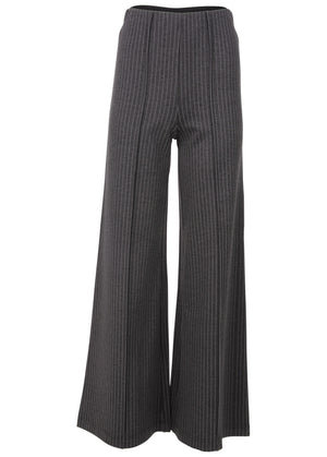 Diana Wide Leg Pants - Heather Grey & Cream - thumbnail-5