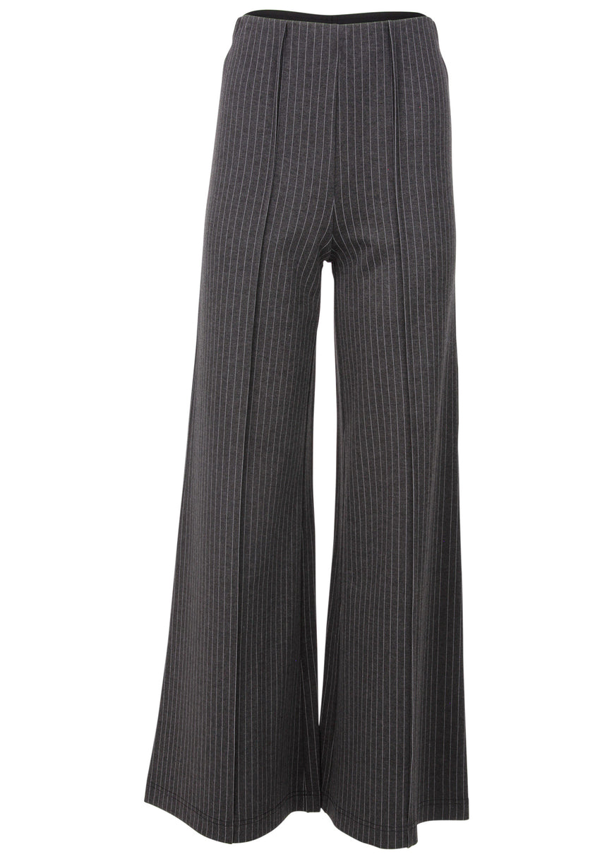 Diana Wide Leg Pants - Heather Grey & Cream
