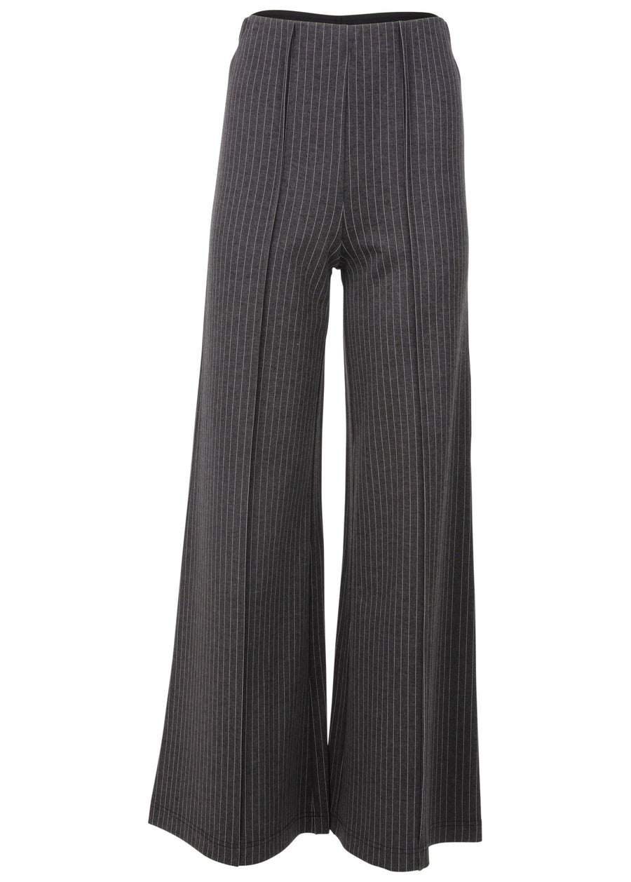 Diana Wide Leg Pants - Heather Grey & Cream