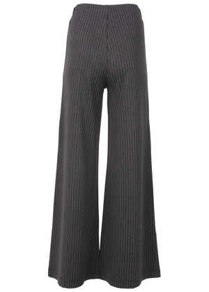 Diana Wide Leg Pants - Heather Grey & Cream - thumbnail-6