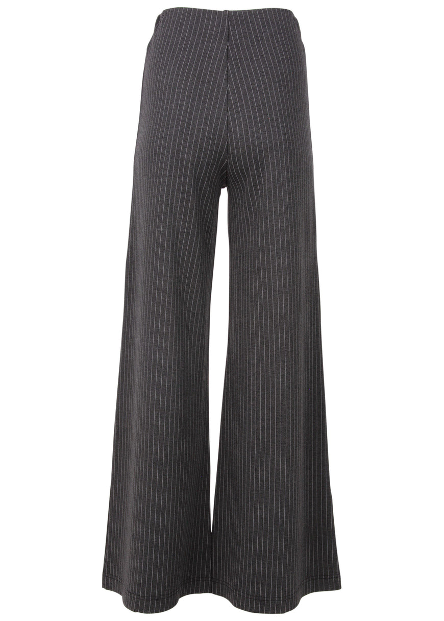 Diana Wide Leg Pants - Heather Grey & Cream