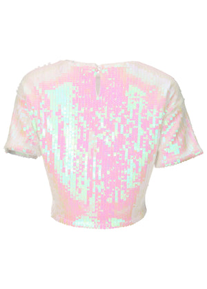 Stretch Sequin Top - Pearl White - thumbnail-5