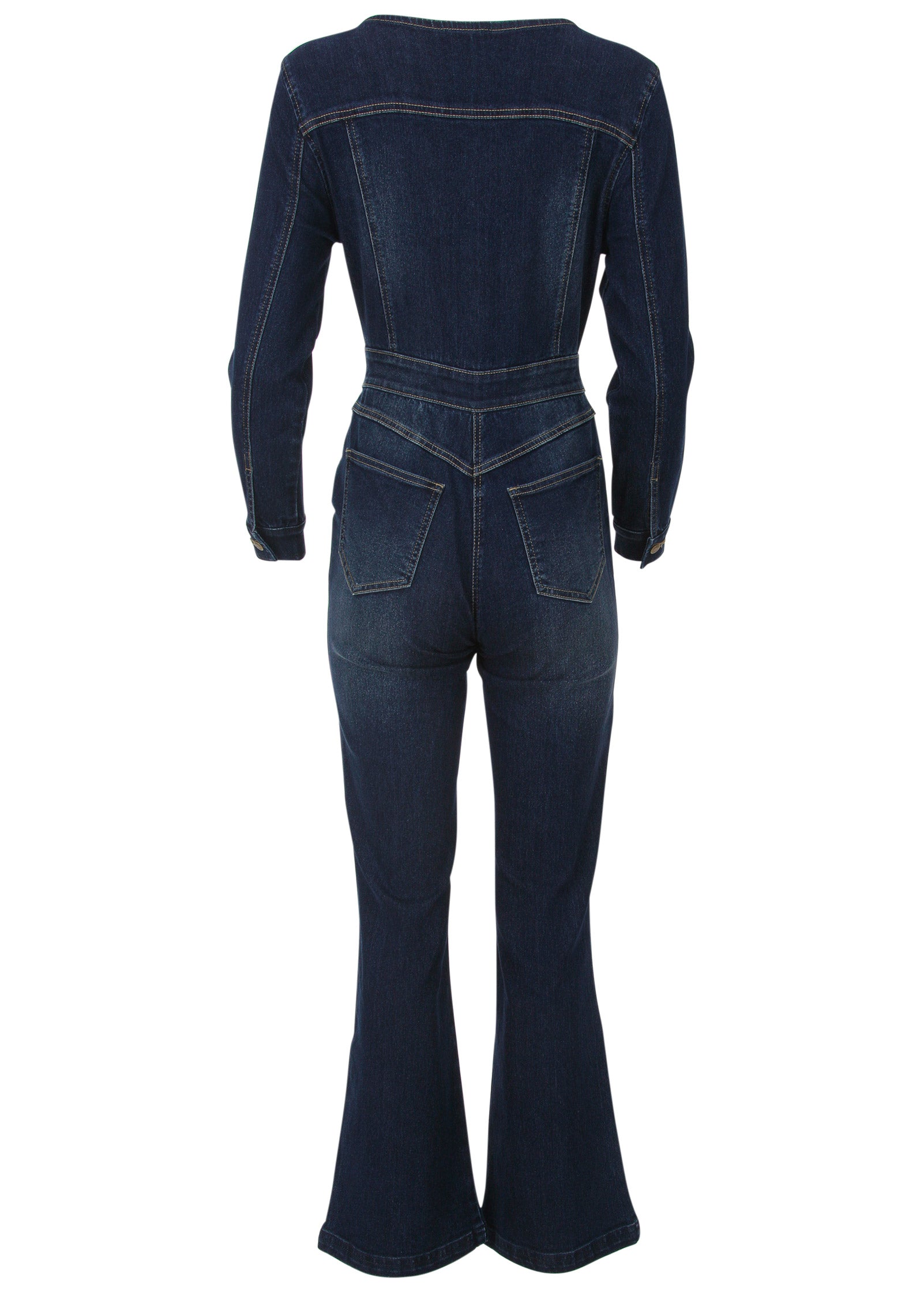 Zip Front Denim Jumpsuit - Dark Wash – VENUS