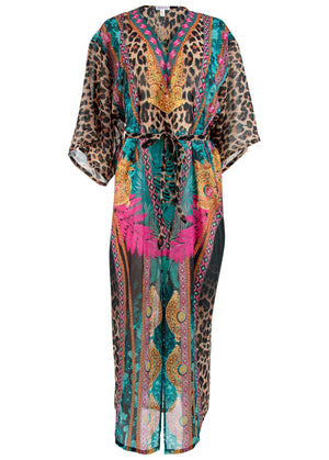 Long Kimono Cover-Up - Jungle Beauty