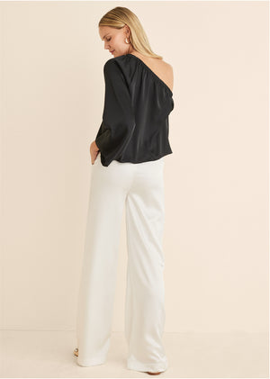 One Shoulder Top - Jet Black - thumbnail-3