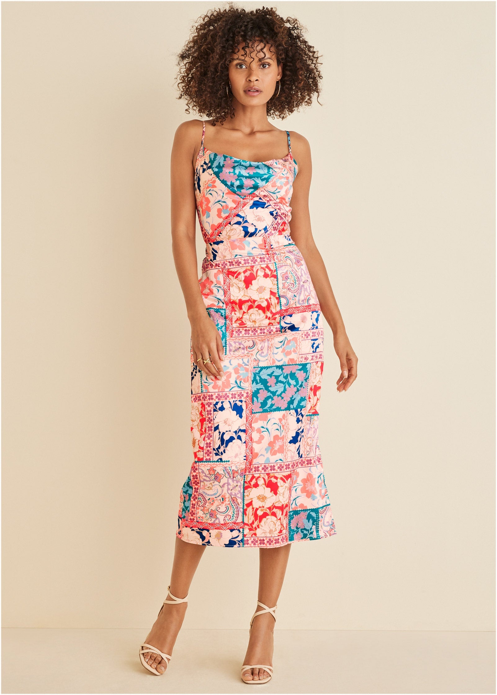 Cowl Neck Slip Dress - Venetian Patchwork – VENUS