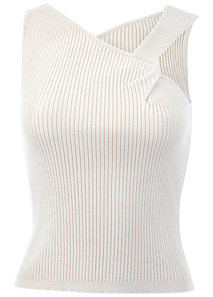 Twist Detail Sweater Tank - Cloud Dancer - thumbnail-4
