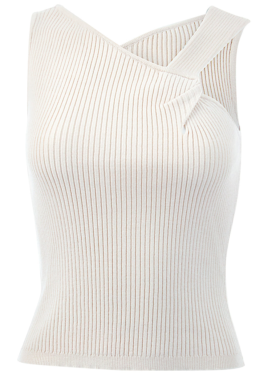 Twist Detail Sweater Tank - Cloud Dancer