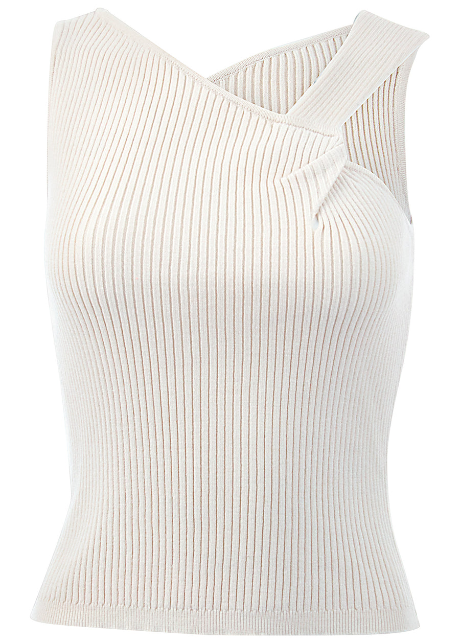Twist Detail Sweater Tank - Cloud Dancer