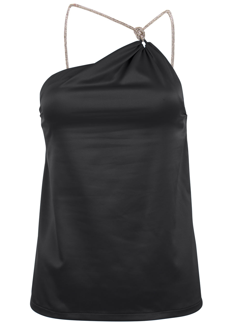 Shimmer One Shoulder Top - Jet Black
