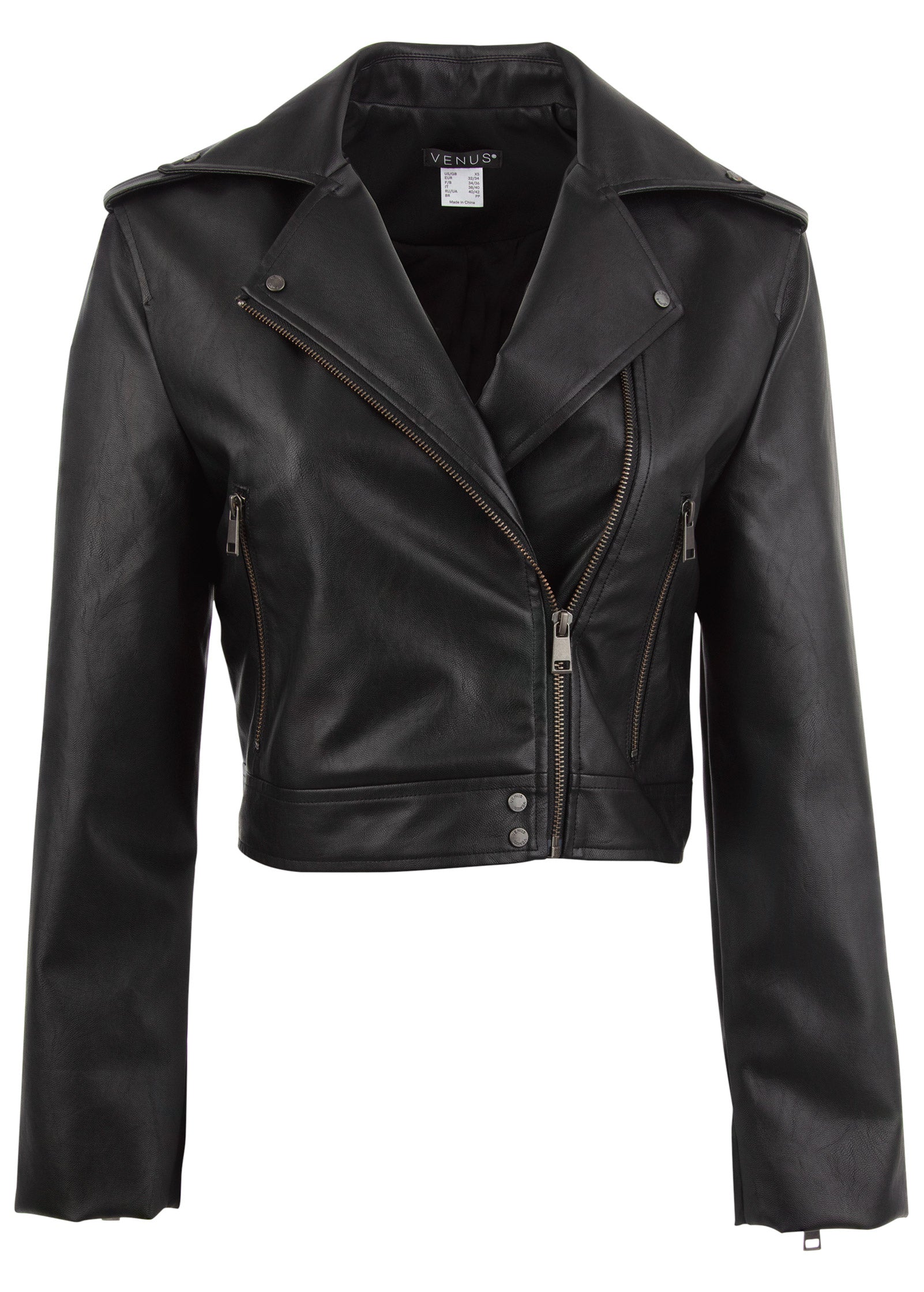 Faux-Leather Moto Jacket – VENUS