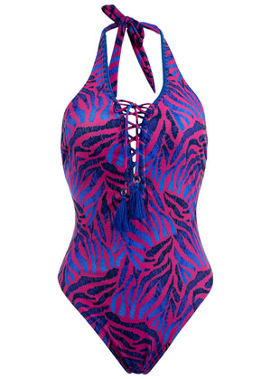 Embroidered One-Piece Swimsuit - Zebra Rave - thumbnail-3
