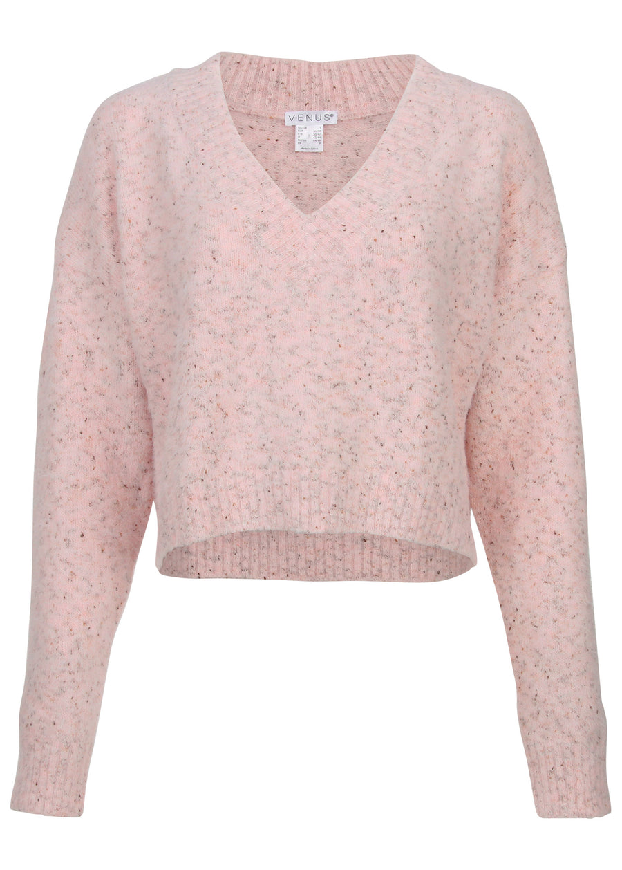 Pull col V - Rose Multi