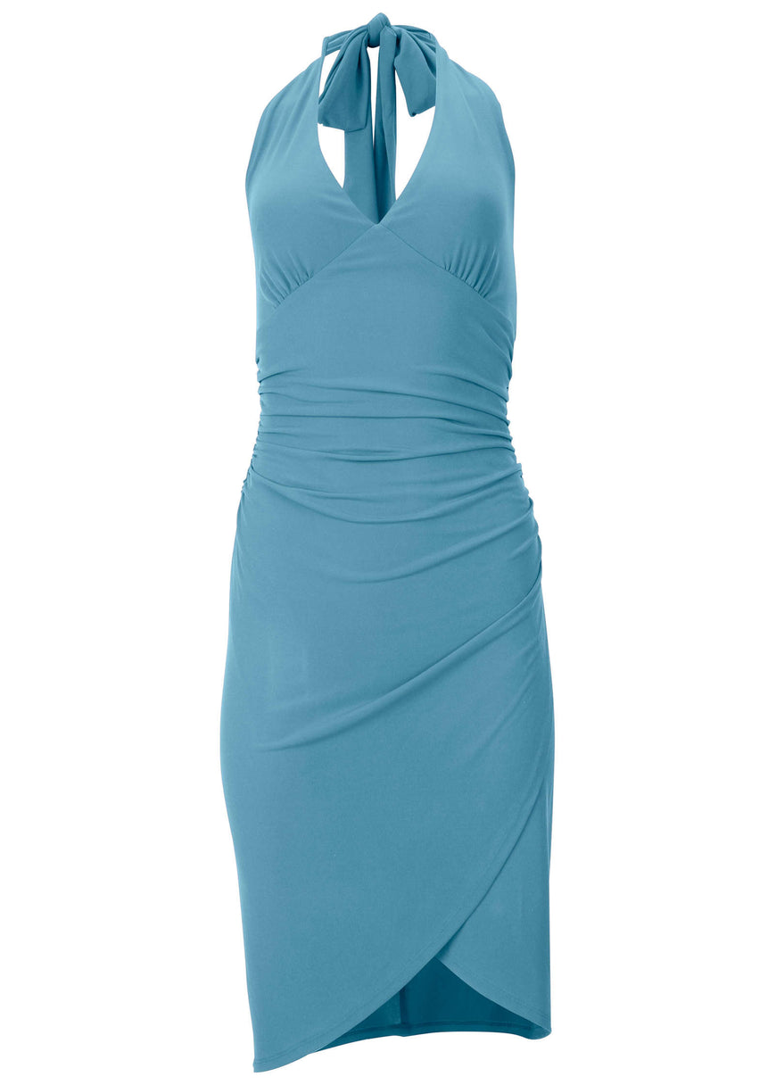 Halter Wrap Dress - Blue