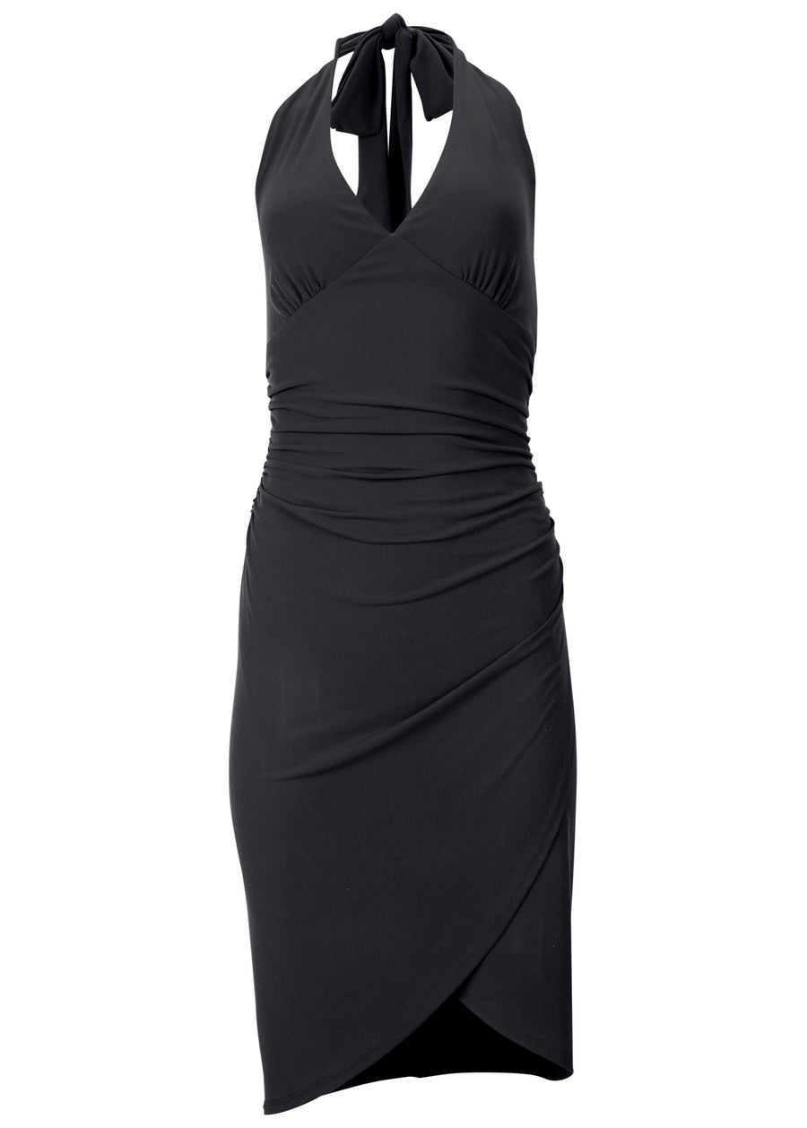 Halter Wrap Dress - Jet Black