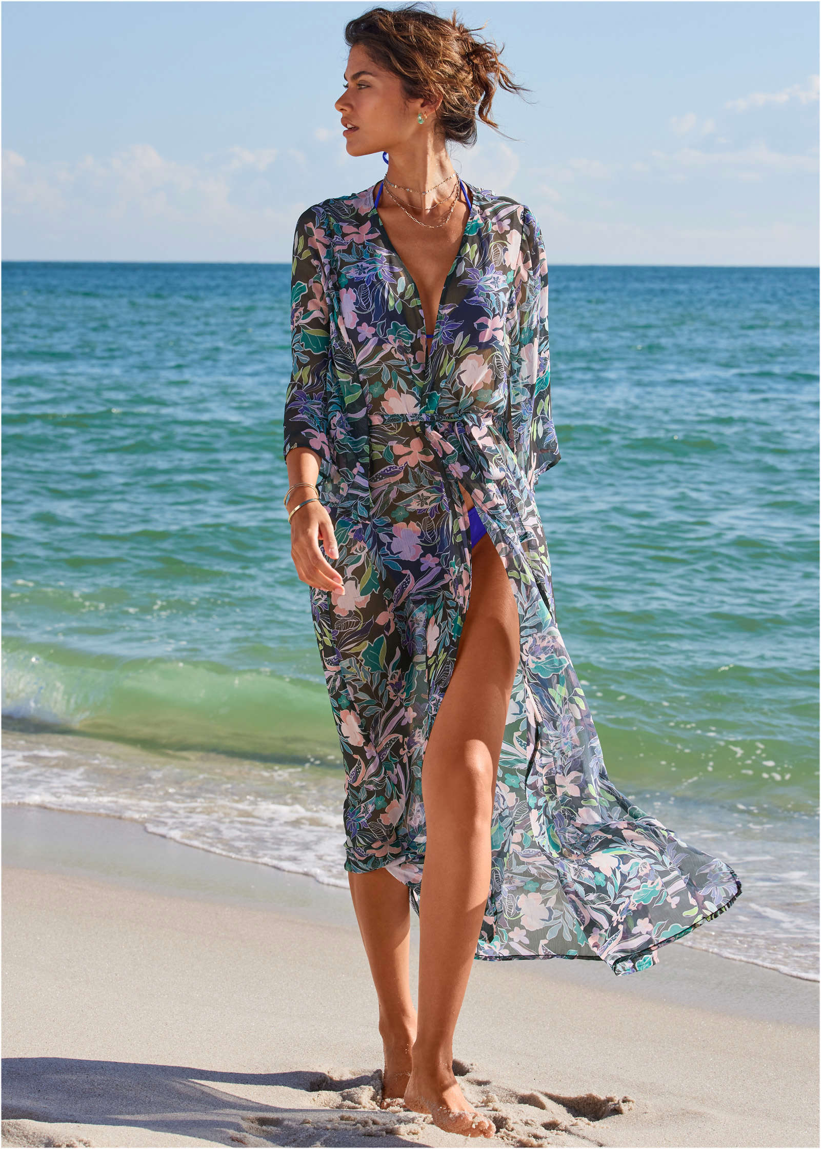 VENUS Bell Sleeve Long Cover-Up | Tropical Walks