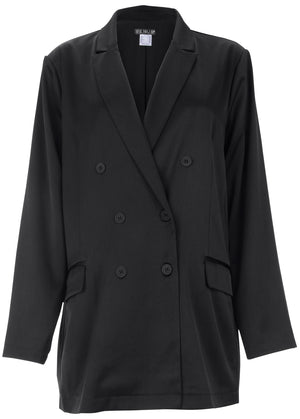 Double Breasted Blazer - Jet Black - thumbnail-3