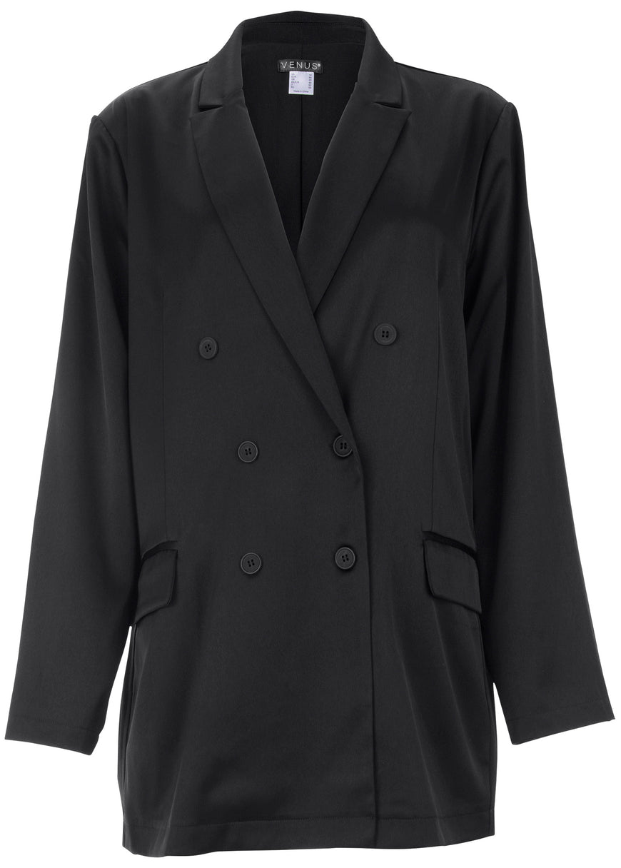 Double Breasted Blazer - Jet Black