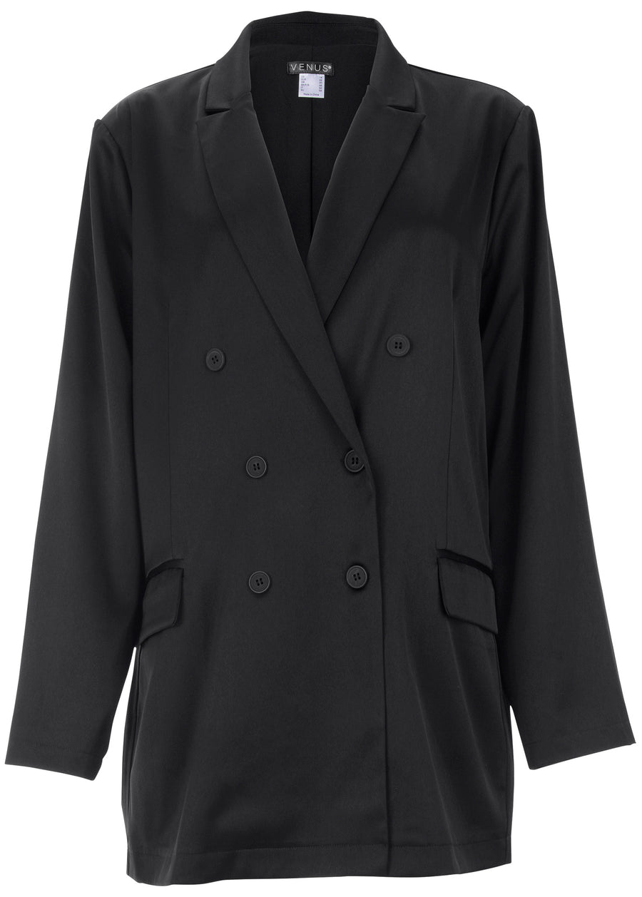 Double Breasted Blazer - Jet Black