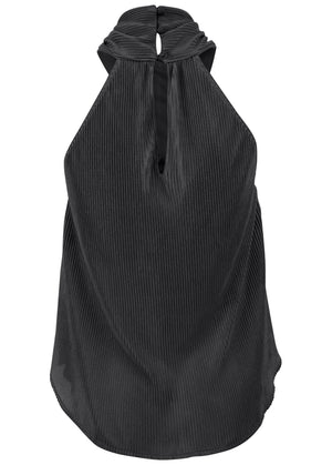 Plisse Cross Neck Tank - Jet Black - thumbnail-6