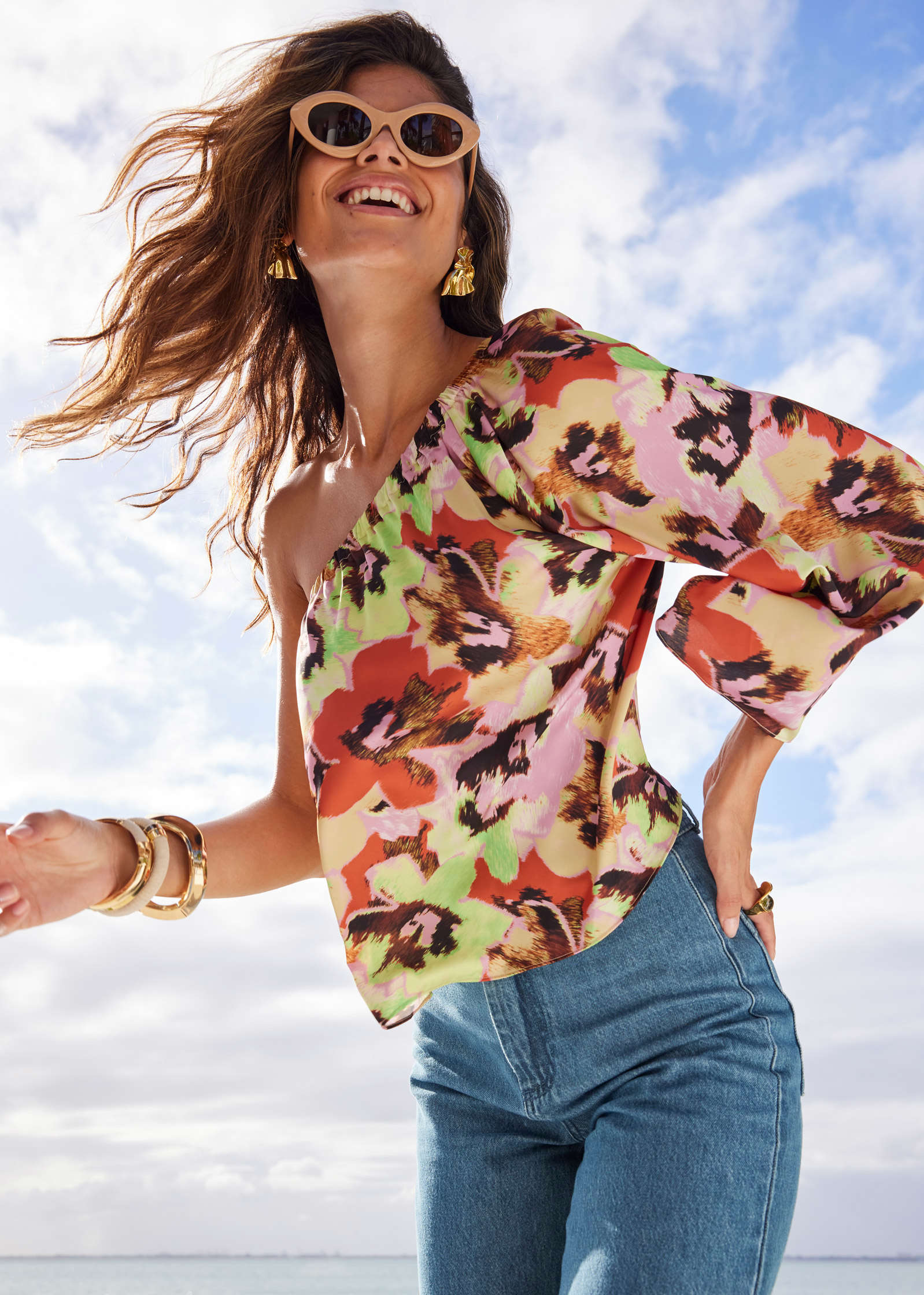 One Shoulder Top - Blurred Bouquet – VENUS