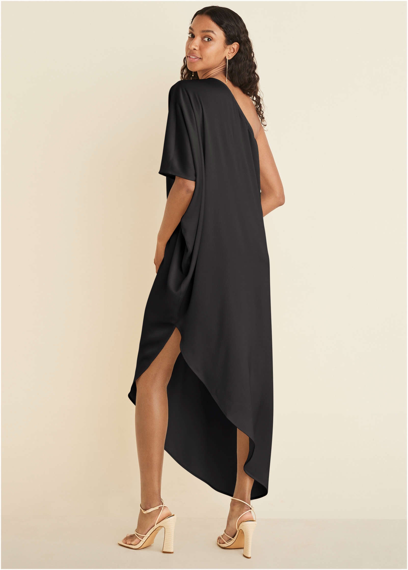 One-Shoulder Kaftan Dress - Jet Black – VENUS