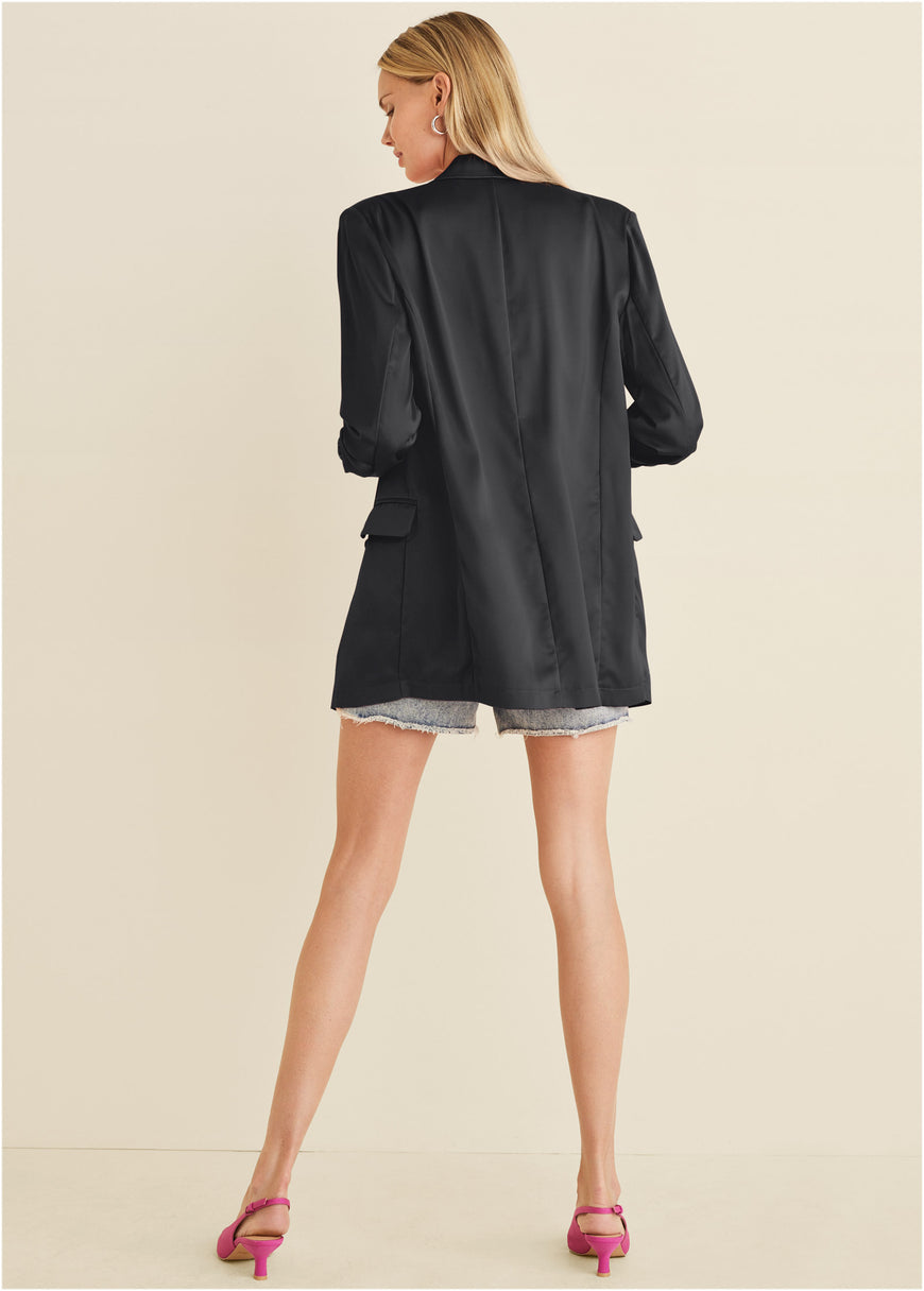 Double Breasted Blazer - Jet Black