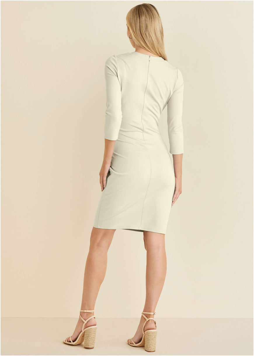 Ponte Tie Waist Dress - Cream