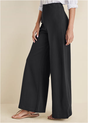 Smoothing Ponte Wide-Leg Pants - Jet Black - thumbnail-4