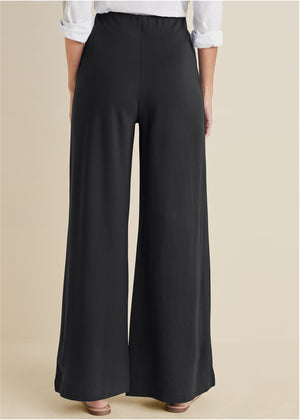 Smoothing Ponte Wide-Leg Pants - Jet Black - thumbnail-3