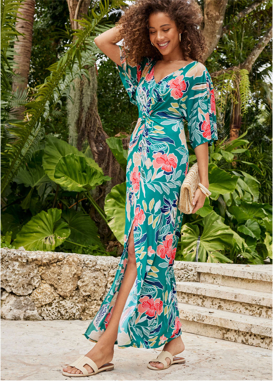 Twist Front Maxi Dress - Paradise Floral – VENUS