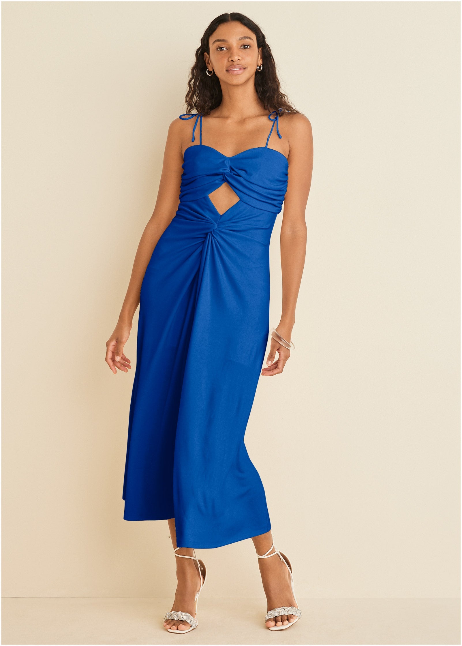 Ruched Cutout Maxi Dress - Blue – VENUS